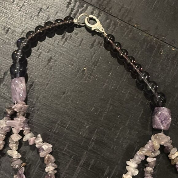 Vintage Native America Indian Jewelry Amethyst Chip Navajo Necklace Southwestern - Picture 5 of 8